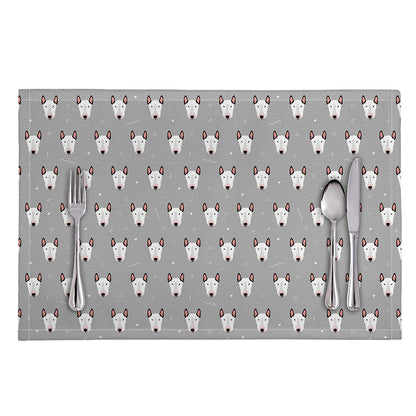 Cute Bull Terrier Faces Pattern Print Placemat
