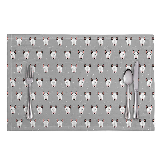 Cute Bull Terrier Faces Pattern Print Placemat