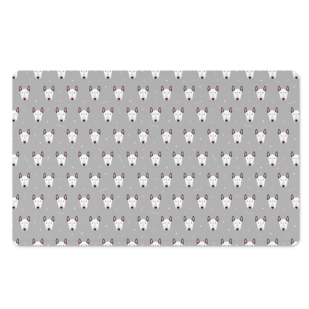 Cute Bull Terrier Faces Pattern Print Polyester Doormat