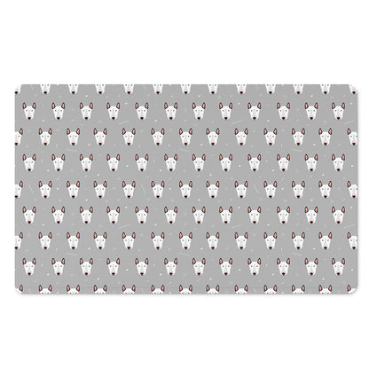 Cute Bull Terrier Faces Pattern Print Polyester Doormat