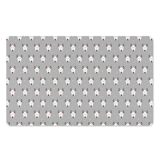 Cute Bull Terrier Faces Pattern Print Polyester Doormat