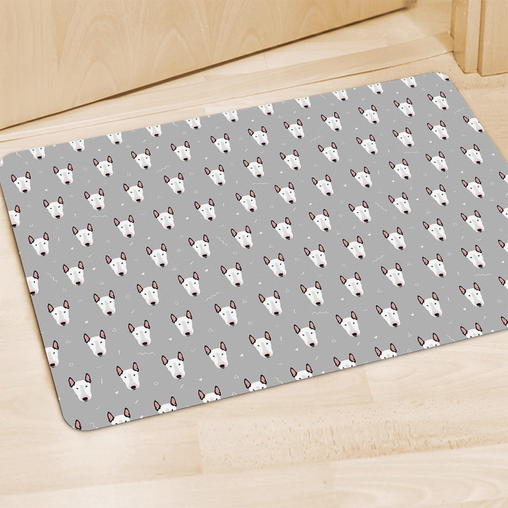 Cute Bull Terrier Faces Pattern Print Polyester Doormat