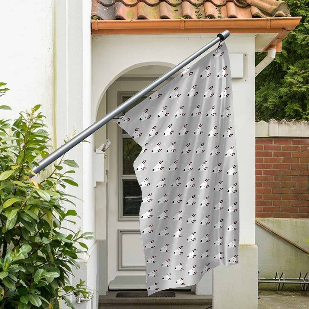 Cute Bull Terrier Faces Pattern Print Polyester Flag