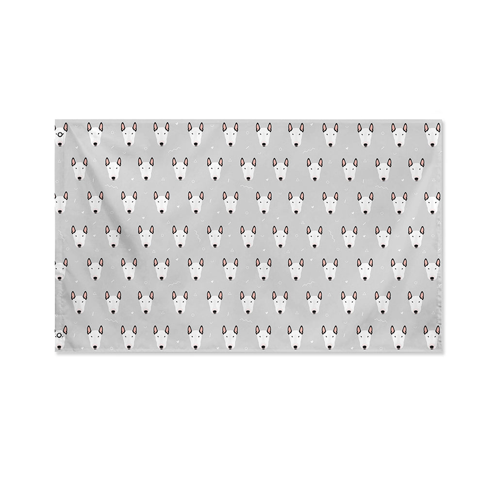 Cute Bull Terrier Faces Pattern Print Polyester Flag