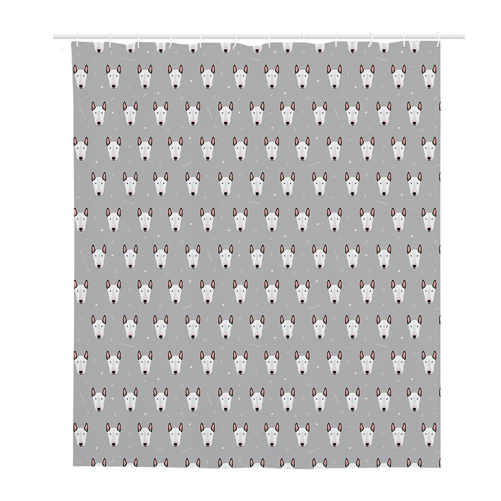 Cute Bull Terrier Faces Pattern Print Polyester Shower Curtain