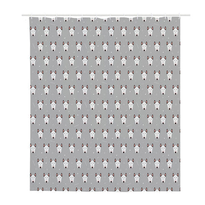Cute Bull Terrier Faces Pattern Print Polyester Shower Curtain
