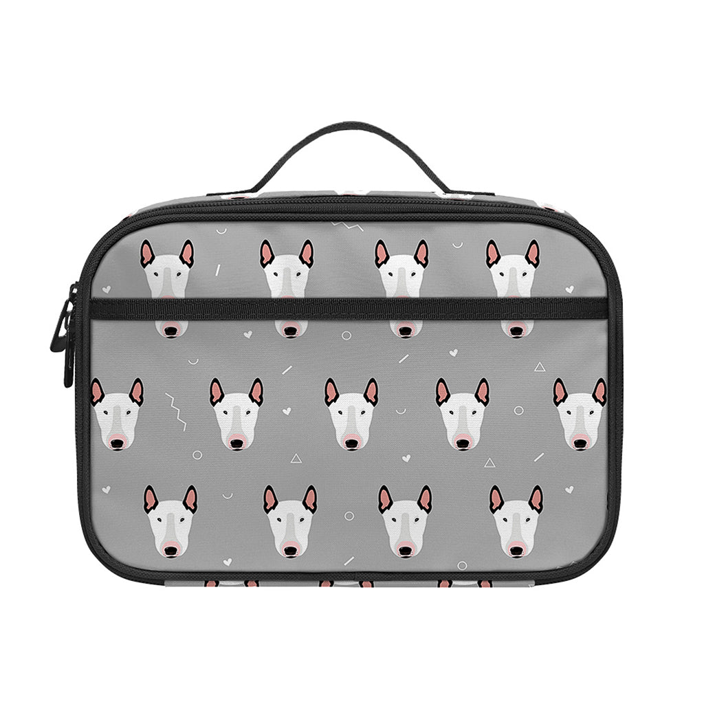 Cute Bull Terrier Faces Pattern Print Portable Lunch Bag
