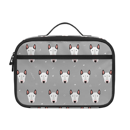 Cute Bull Terrier Faces Pattern Print Portable Lunch Bag