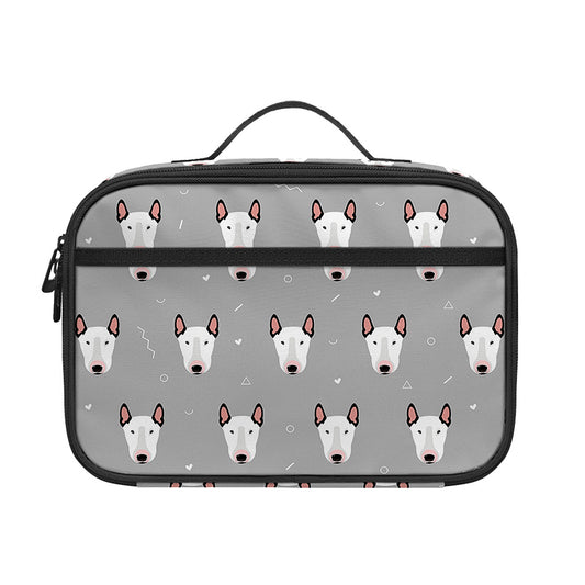 Cute Bull Terrier Faces Pattern Print Portable Lunch Bag