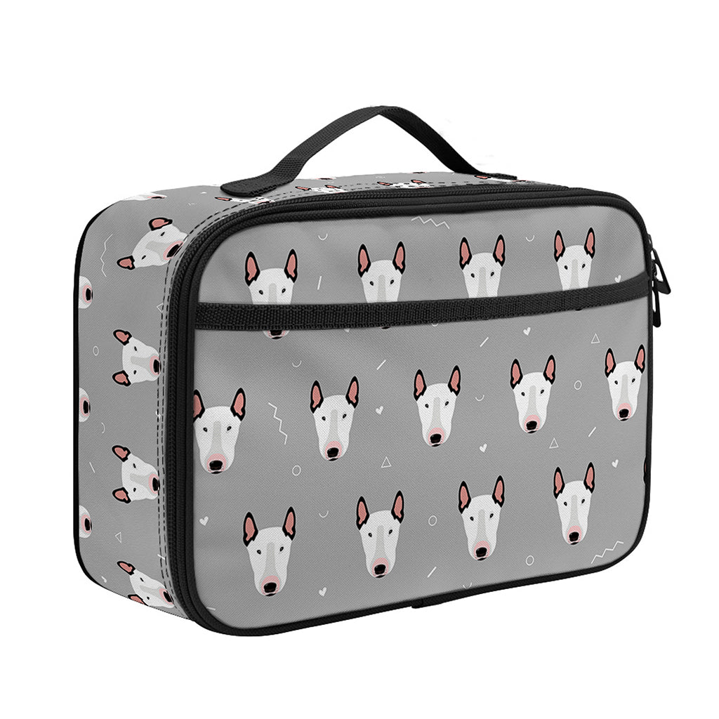 Cute Bull Terrier Faces Pattern Print Portable Lunch Bag