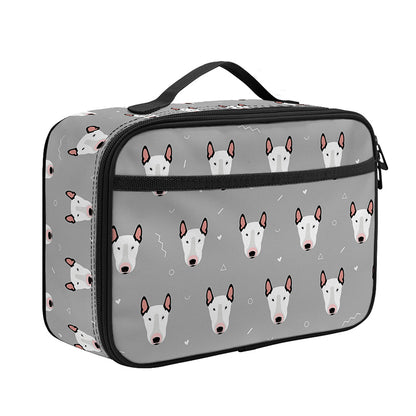 Cute Bull Terrier Faces Pattern Print Portable Lunch Bag