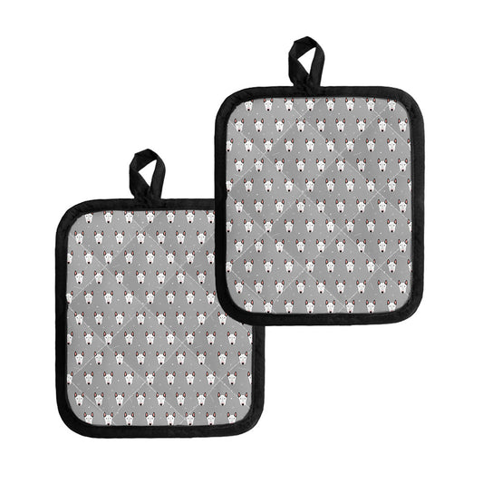 Cute Bull Terrier Faces Pattern Print Pot Holders