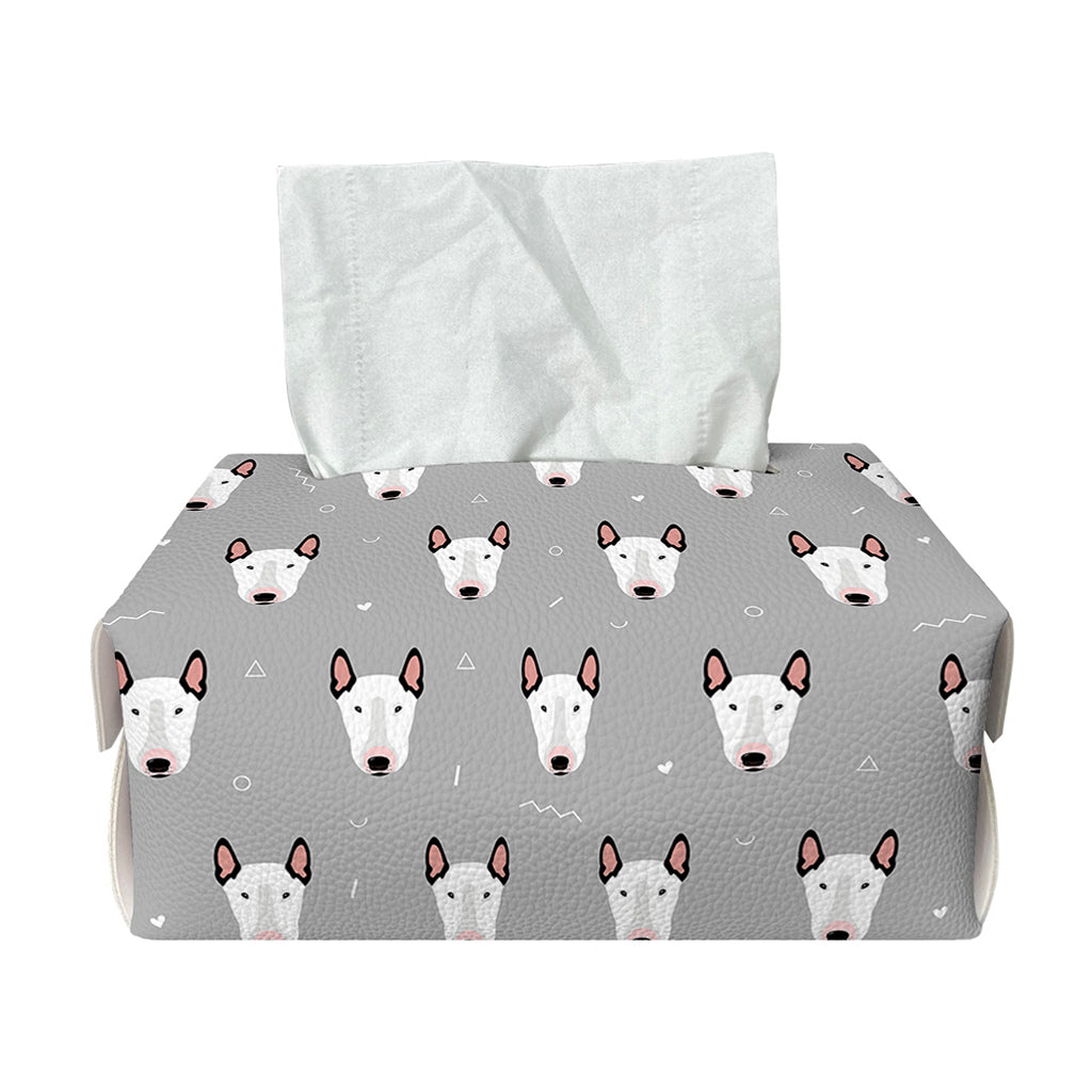 Cute Bull Terrier Faces Pattern Print Rectangle Tissue Box Cover