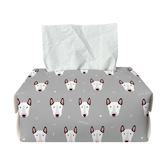 Cute Bull Terrier Faces Pattern Print Rectangle Tissue Box Cover