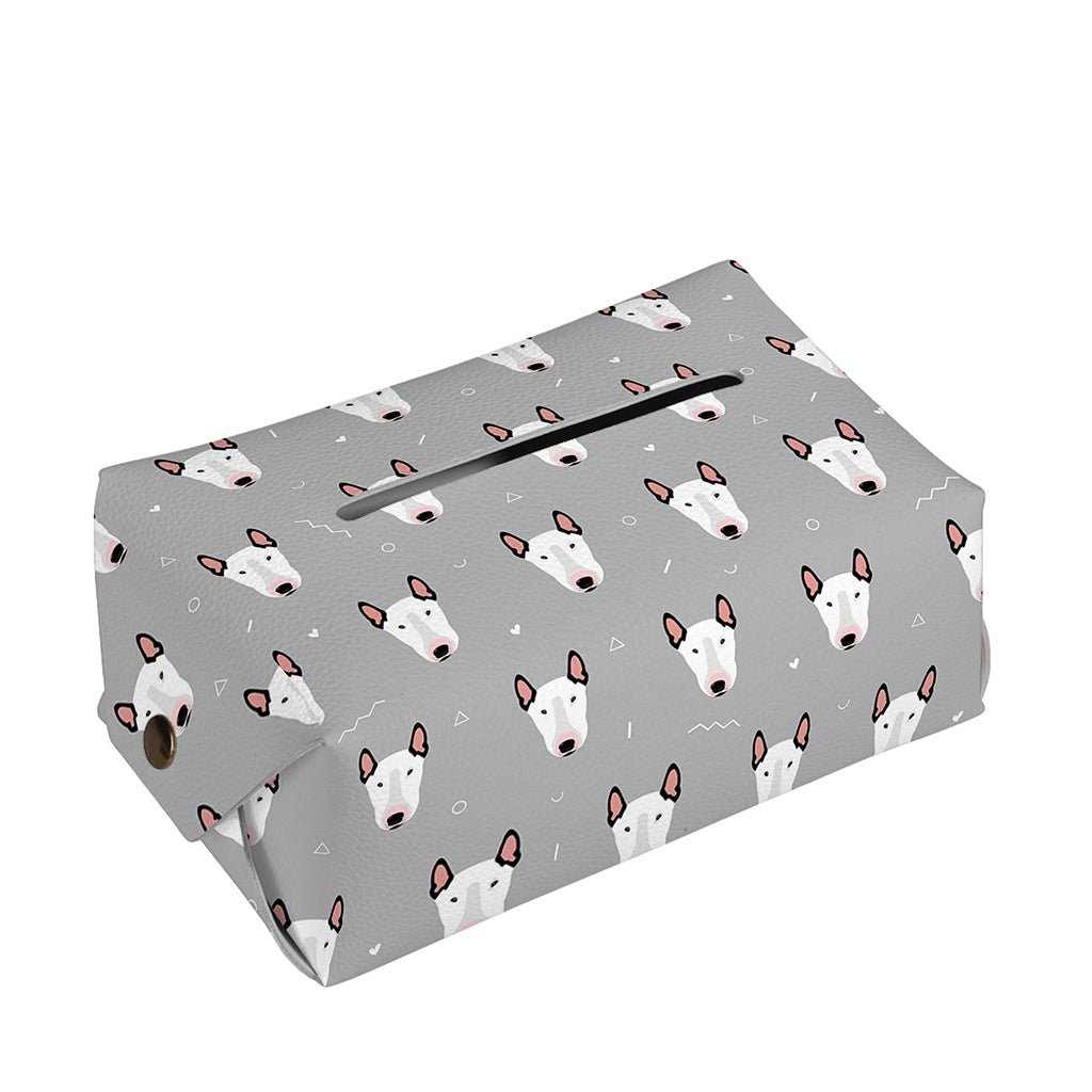 Cute Bull Terrier Faces Pattern Print Rectangle Tissue Box Cover