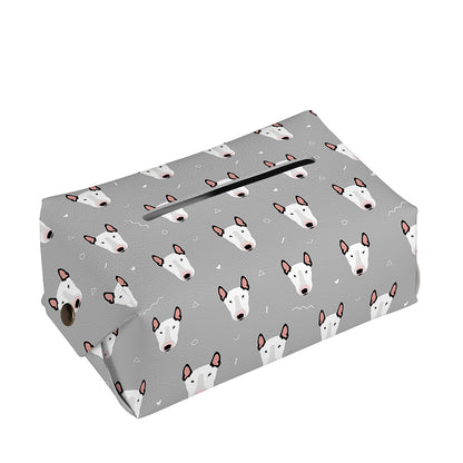 Cute Bull Terrier Faces Pattern Print Rectangle Tissue Box Cover