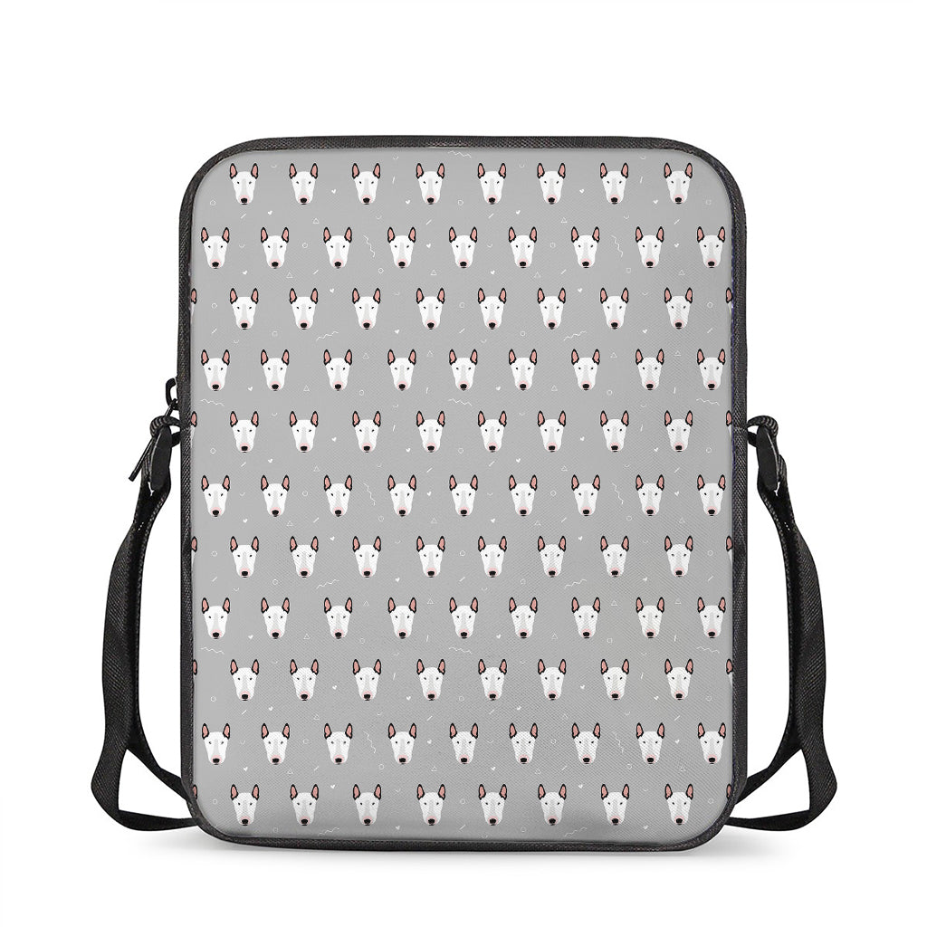 Cute Bull Terrier Faces Pattern Print Rectangular Crossbody Bag