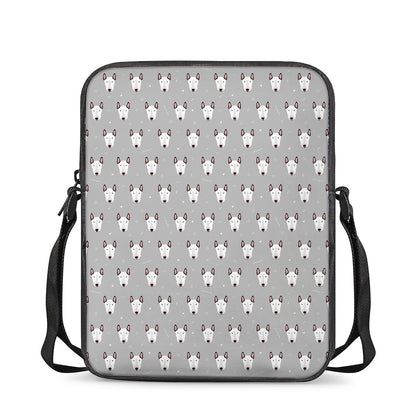 Cute Bull Terrier Faces Pattern Print Rectangular Crossbody Bag