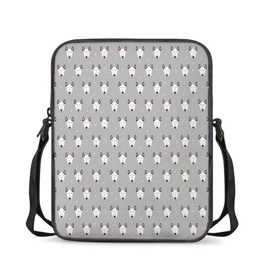 Cute Bull Terrier Faces Pattern Print Rectangular Crossbody Bag