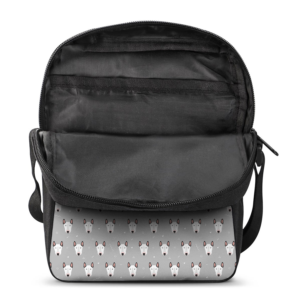 Cute Bull Terrier Faces Pattern Print Rectangular Crossbody Bag