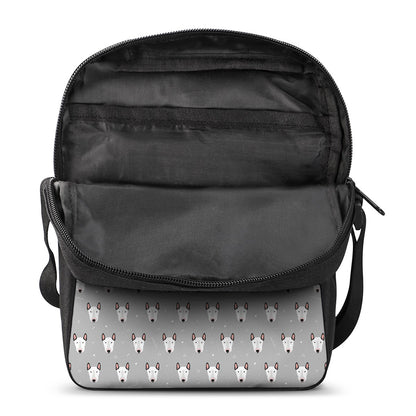 Cute Bull Terrier Faces Pattern Print Rectangular Crossbody Bag