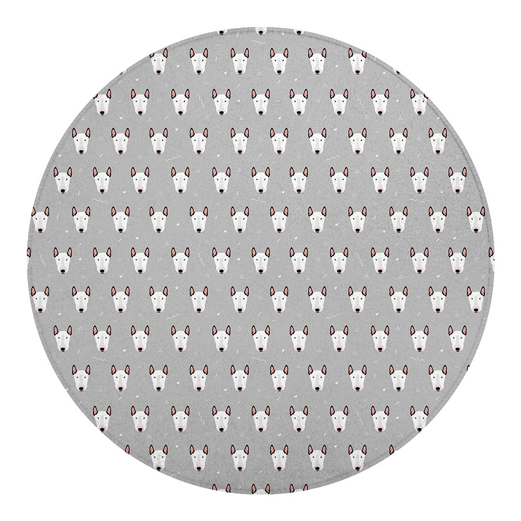 Cute Bull Terrier Faces Pattern Print Round Blanket