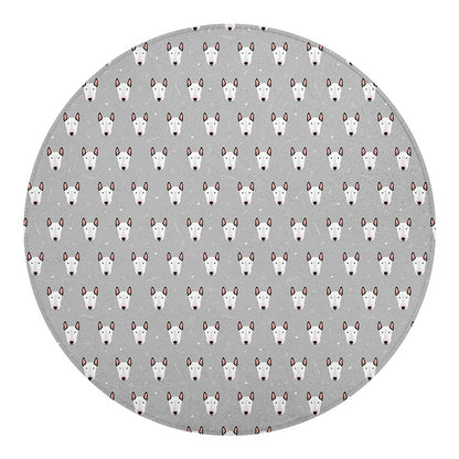Cute Bull Terrier Faces Pattern Print Round Blanket