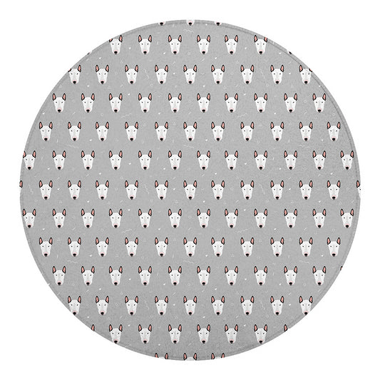 Cute Bull Terrier Faces Pattern Print Round Blanket