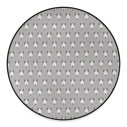 Cute Bull Terrier Faces Pattern Print Round Floor Mat