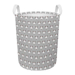 Cute Bull Terrier Faces Pattern Print Round Laundry Basket