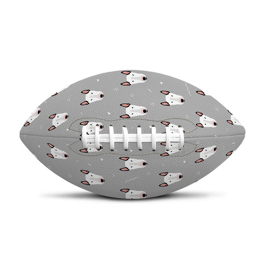 Cute Bull Terrier Faces Pattern Print Rugby Ball
