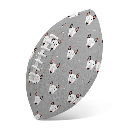 Cute Bull Terrier Faces Pattern Print Rugby Ball