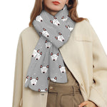 Cute Bull Terrier Faces Pattern Print Scarf