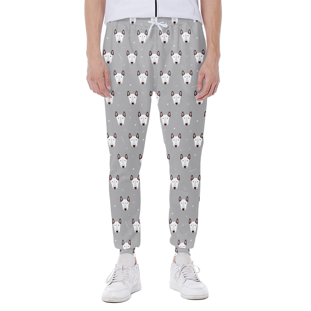Cute Bull Terrier Faces Pattern Print Scuba Joggers