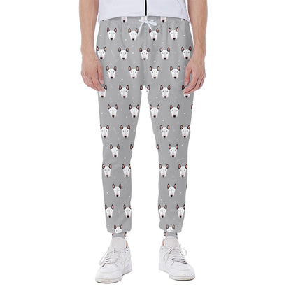 Cute Bull Terrier Faces Pattern Print Scuba Joggers