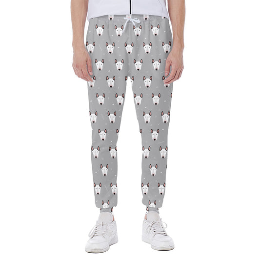 Cute Bull Terrier Faces Pattern Print Scuba Joggers