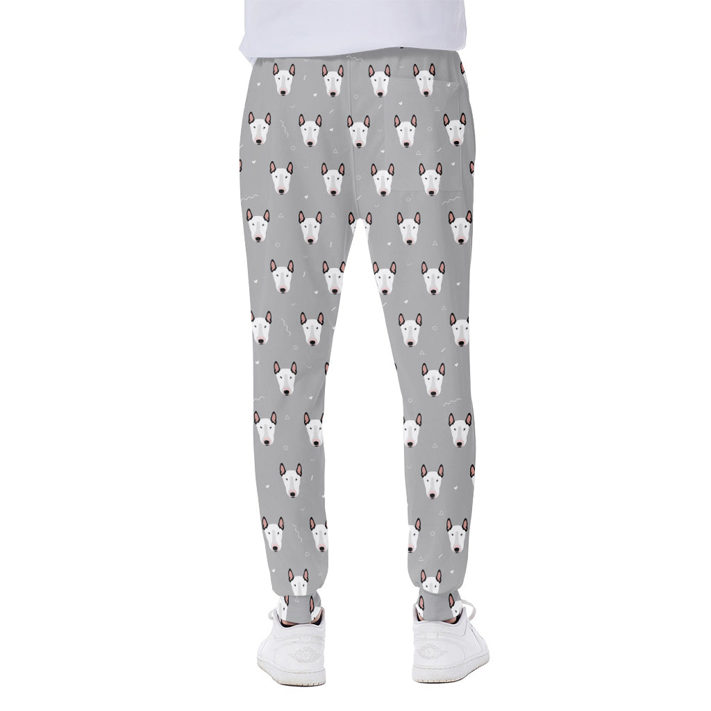 Cute Bull Terrier Faces Pattern Print Scuba Joggers