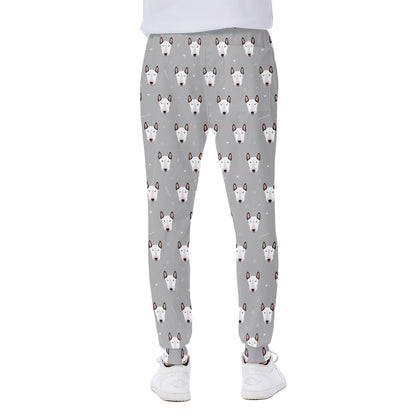 Cute Bull Terrier Faces Pattern Print Scuba Joggers