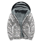 Cute Bull Terrier Faces Pattern Print Sherpa Lined Zip Up Hoodie