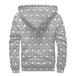 Cute Bull Terrier Faces Pattern Print Sherpa Lined Zip Up Hoodie