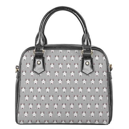 Cute Bull Terrier Faces Pattern Print Shoulder Handbag