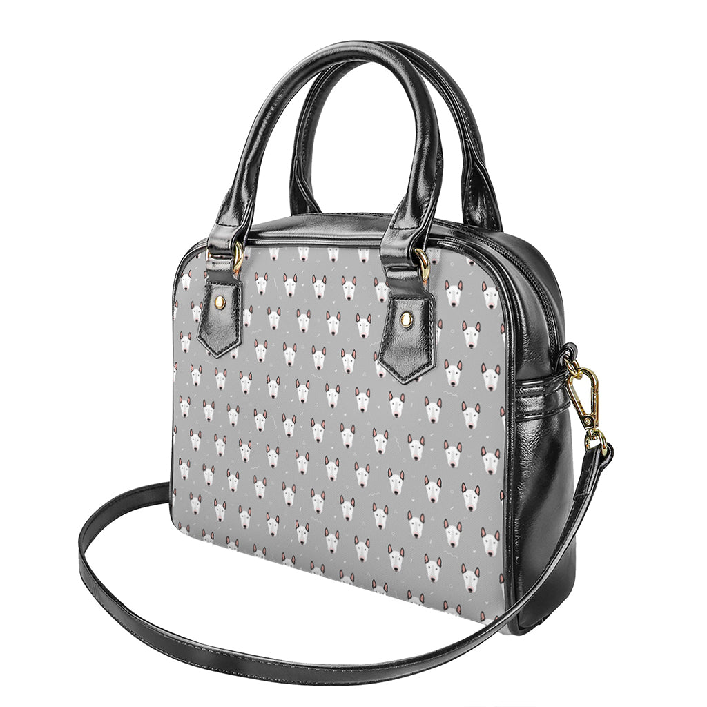 Cute Bull Terrier Faces Pattern Print Shoulder Handbag