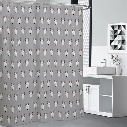 Cute Bull Terrier Faces Pattern Print Shower Curtain