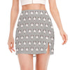 Cute Bull Terrier Faces Pattern Print Side Slit Mini Skirt