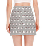 Cute Bull Terrier Faces Pattern Print Side Slit Mini Skirt