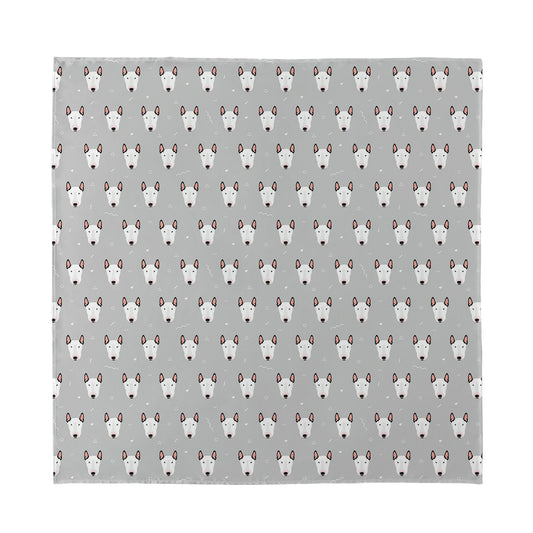 Cute Bull Terrier Faces Pattern Print Silk Bandana