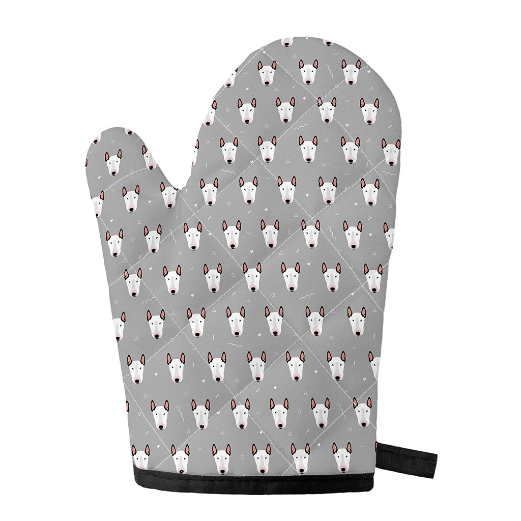 Cute Bull Terrier Faces Pattern Print Single Oven Mitt