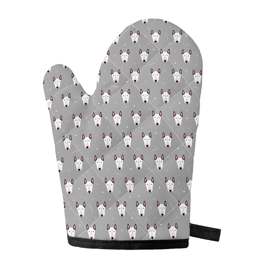 Cute Bull Terrier Faces Pattern Print Single Oven Mitt