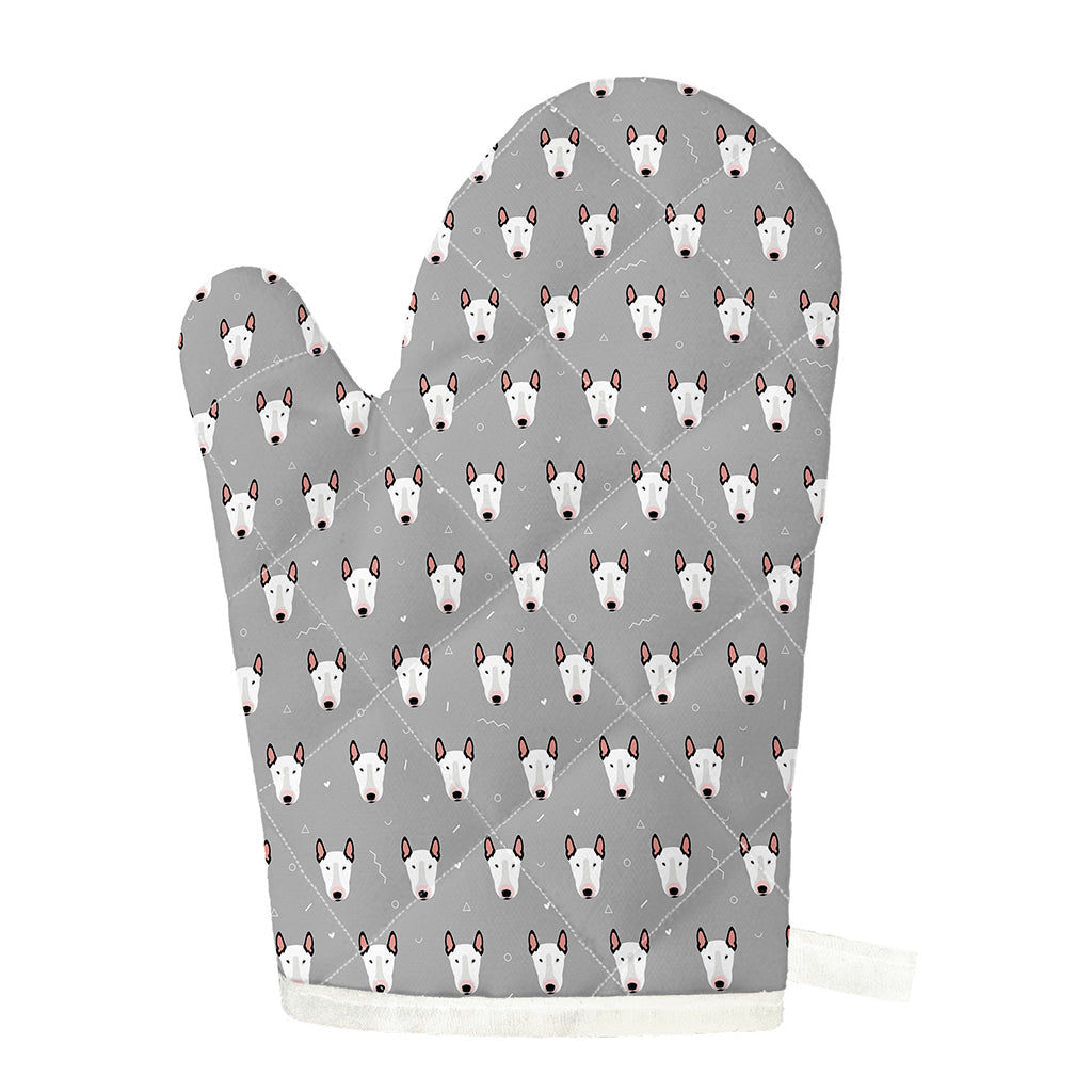 Cute Bull Terrier Faces Pattern Print Single Oven Mitt