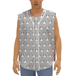 Cute Bull Terrier Faces Pattern Print Sleeveless Baseball Jersey